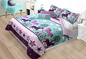 Country Living Purple Pony & Horses Girls Full/Queen Comforter & Shams Set (3 Piece Bedding) + Homemade Wax Melts