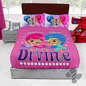 DPW Shimmer and Shine Genies Comforter Fleece Bedding Sheet Set 4PC TWIN Bedding Blue Cars Decoration