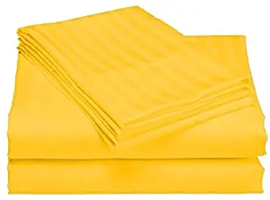 Galaxy's Linen Galaxy's Bedding Cal-King Size, (Sheets Pocket - 15" Deep) Egyptian Quality 500 TC Sheet Set Super Striped Pattern Colors : Yellow