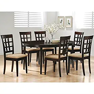 Coaster Oval Dining Table and 6 Wheat Back Chairs in Cappuccino