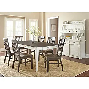 Cayla Two-Tone 7-Piece Dining Set with Dark Oak Chairs