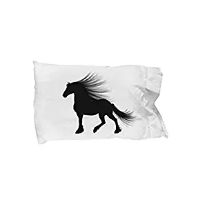 GIRL & HER HORSE PILLOW CASE BEDDING, Cute Silhouette Standard Pillowcase for Daughter - Niece - Girls Who Love Horses, Great Under $20 Gift for Bedroom Decor (# 1, White)