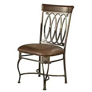 Hillsdale Montello Dining-Chairs, Set of 2 with Brown Faux Leather, Old Steel Finish