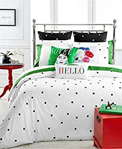 Kate Spade Deco Dot Queen/Full Comforter Set, Black and White Polka Dot