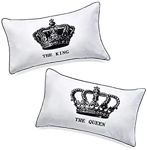 DasyFly His Hers King and Queen Couples Pillow Cases,Funny His and Hers gifts For Him,Annivesary Wedding Gifts For The Couple.Romantic Couples Gifts Idea For Christmas,Valentines Day
