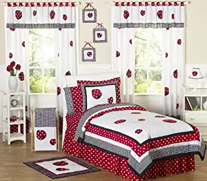 Sweet Jojo Designs 3-Piece Polka Dot Ladybug Children's and Kids Full/Queen Girl Bedding Set