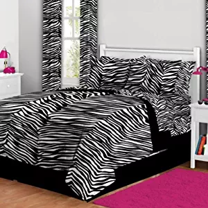 Latitude Zebra Print Bed in A Bag, Twin, White/Black