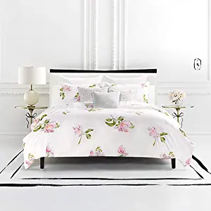 Kate Spade New York Breezy Magnolia Comforter Set Twin XLong Bedding, White/Pink