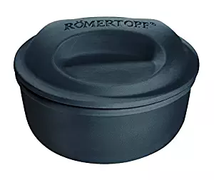 Romertopf Flame Safe All Natural Clay BBQ Dutch Oven by Reston Lloyd, 2 quart, Black