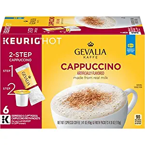 Gevalia Cappuccino Keurig K Cup Pods with Froth Packets (36 Count, 6 Boxes of 6)