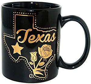 State of Texas Black with Double Sided Gold Designed 11 ounce Coffee Mug