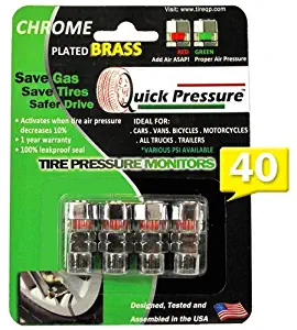 Quick Pressure QP-000040 Chrome Plated Brass 40 psi Tire Pressure Monitoring Valve Cap, (Pack of 4)