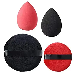 2PCS Makeup Powder Puff and 2PCS Makeup Sponges, Large Face Powder Puffs for Body,Soft Sponge Foundation Makeup Tool Beauty Sponges Blender For Cosmetic(2+2PCS)