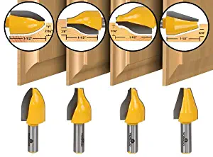 Yonico 12404 4 Bit Vertical Raised Panel Router Bit Set 1/2-Inch Shank