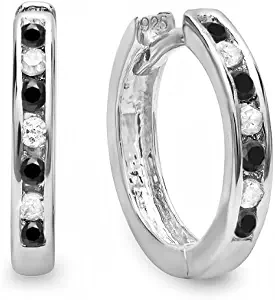 Dazzlingrock Collection Small 11mm Round Huggie Hoop Earring, Sterling Silver