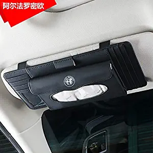 Car Kit Tissue Box Universal PU Car Sun Visor Hanging Type Pattern Tissue Cover In Car Styling FOR ALFA ROMEO 156 147 159 166 (black)