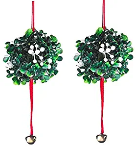 Klikel Hanging Mistletoe Decoration with Metal Bell Ornament Set of 2