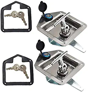 2 Trailer Door Latch T-Handle Lock Stainless Steel Keys For Camper RV Truck Tool