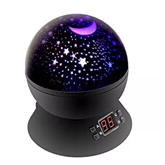 Lighting Night Light, SCOPOW Star Moon Decorative Projector with Auto-Shut Off Timer, 360 Rotating Colorful Night Lamp for Bedroom Nursery Kid Baby Children Creativity Ingenuity Birthday Gift