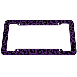 Motorup America Auto License Plate Frame Cover - Fits Select Vehicles Car Truck Van SUV - Wild Purple Leopard Print