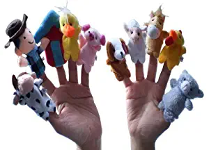 10pc Animal Velvet Old Macdonald Had a Farm Finger Puppets