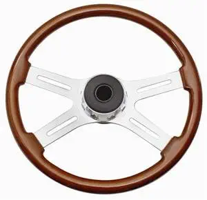 Freightliner 18" Chrome & Cherry Wood Steering Wheel