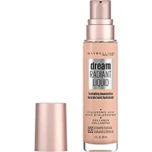 Maybelline Dream Radiant Liquid Medium Coverage Hydrating Makeup, Lightweight Liquid Foundation, Creamy Natural, 1 Fl. Oz