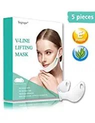 Yegrape V Shaped Slimming Face Mask, V Line Lifting Double Chin Reducer Neck Mask, V Line Mask Chin Up Patch Double Chin Mask Contour Tightening Firming Face Lift Tape 5pcs