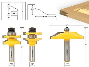 Yonico 12335 Ogee 3 Bit Raised Panel Cabinet Door Router Bit Set 1/2-Inch Shank