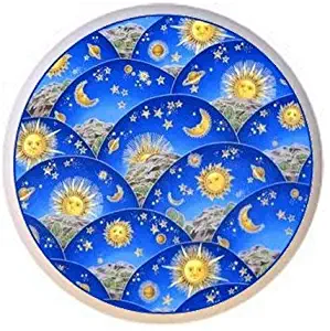 Celestial Blue Sun Moon Stars Clouds Ceramic Dresser Drawer Pulls Cabinet Knobs