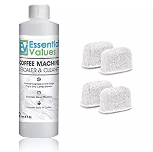 Keurig Descaler & BONUS PACK Replacement Keurig Filters (Brewer Care Kit), Universal Descaling Solution, Decalcifier & Coffee Maker Cleaner by Essential Values … (Descaler & 4 Filters)