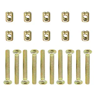 TOVOT Hex Socket Head Cap Screws Bolts Furniture Bolt w Threaded M 6 x 45 MM Barrel Nuts Cross Dowel Slotted Furniture Nut for Beds Crib Chairs