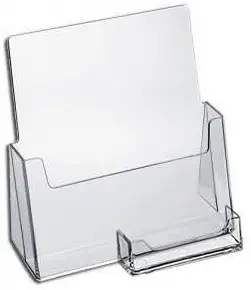 SOURCEONE.ORG Premium Brochure Holder for 8.5” Booklet – with Business Card Container – Clear Acrylic Countertop Organizer