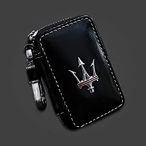 Wall Stickz car Sales Black Leather Car Key Case Remote Control Package Auto Key Chains (fit Maserati)
