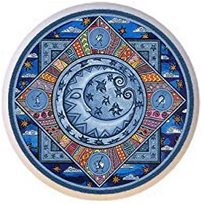 Celestial in Blues Sun Moon Stars Clouds Ceramic Dresser Drawer Pulls Cabinet Knobs