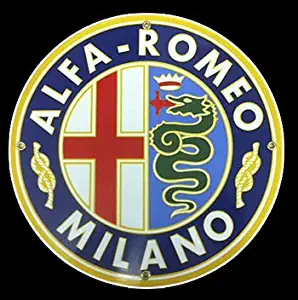 Garage Art Alfa Romeo Milano Porcelain Sign