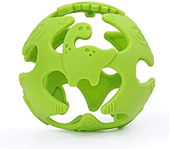 AinDen Silicone Baby Teething Toys, Baby Teether Dinosaur Shape,Dinosaur Baby Toys, BPA Free Puzzle Sensory Teether Toy (Green)