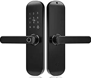 Smart WiFi Home Door Lock, Keyless Fingerprint Entry, Temporary Password, RFID, Wireless App, Mechanical Key, Touch Screen Keypad, Digital Lock, Bedroom Hotel Airbnb, Left Hand