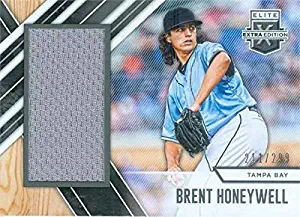 Brent Honeywell player worn jersey patch baseball card (Tampa Bay Rays) 2017 Panini Elite Extra Edition #JMBH LE 211/299