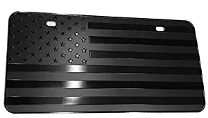 bparts USA Black Flag Metal Stamped Embossed License Plate 2 Hole (12"x6", Black)