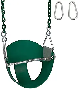 Swing Set Stuff Highback Half Bucket (Green) with 5.5 Ft. Coated Chain and SSS Logo Sticker