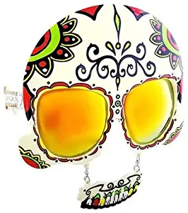 Sunstaches Day of the Dead Sugar Skull, Instant Costume, Party Favors, UV400