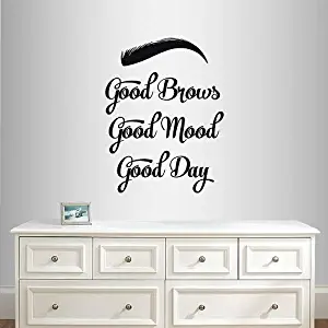 In-Style Decals Wall Vinyl Decal Home Decor Art Sticker Good Brows Good Mood Good Day Eye Quote Eyelashes Eyebrows Makeup Beauty Salon Room Removable Stylish Mural Unique Design 2525