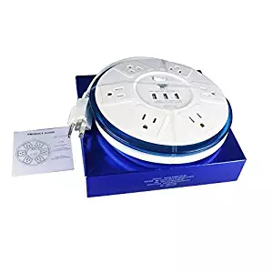 TP UFO Slim Design 6-Outlet Clear-Blue Round Power Center, 3 Quick Charging USB Ports, 4-Ft Heavy Duty Power Cord, Tabletop Surge Protector EMI-/RFI-Filter, for Home Office UL Listed (SRA21PLUS)