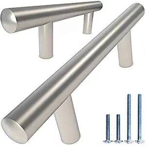 Alpine Hardware | 25Pack ~ 3.75" (96mm) Hole Center | Round Precision Contoured Ends & Satin Nickel Matte Finish | Kitchen Cabinet Hardware/Dresser Drawer Handles