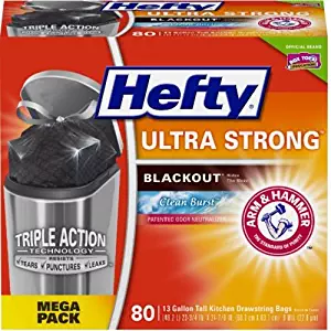 Hefty Ultra Strong Tall Kitchen Drawstring Trash Bags, Black - 13 Gallon