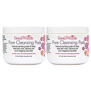 Good For You Girls Facial Cleansing Pads Control Oil and Deep Cleans Pores to Help Prevent Blackheads and Acne, Alcohol Free and Won't Dry Out Skin, Teens and Preteens, Two Pack - 50 Pads ea.