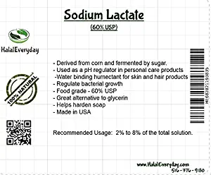 Sodium Lactate - For broad spectrum preservatives - used in cosmetic to increase stability in bacterial growth. Used as pH regulator- Helps reduce the moisture loss - 4 oz