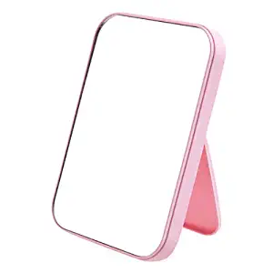 Coobbar Desktop Makeup Mirror,Foldable Makeup Mirror Simple Portable Princess Mirror Square Mirror Makeup Mirror for Women (Pink)
