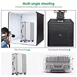 Amzdeal Photo Light Box 32 x 32in Photo Studio Professional Photography Tent with LED Light 3 Backdrops (White Black Orange)